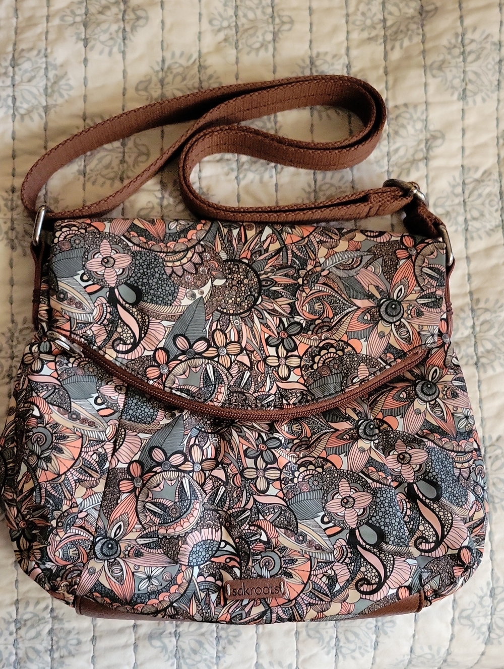 Sakroots Pink Floral Crossbody Bag